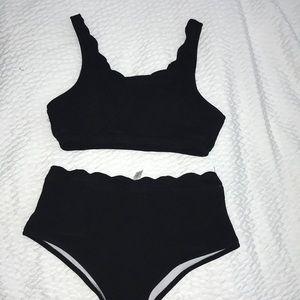 Scalloped black bikini